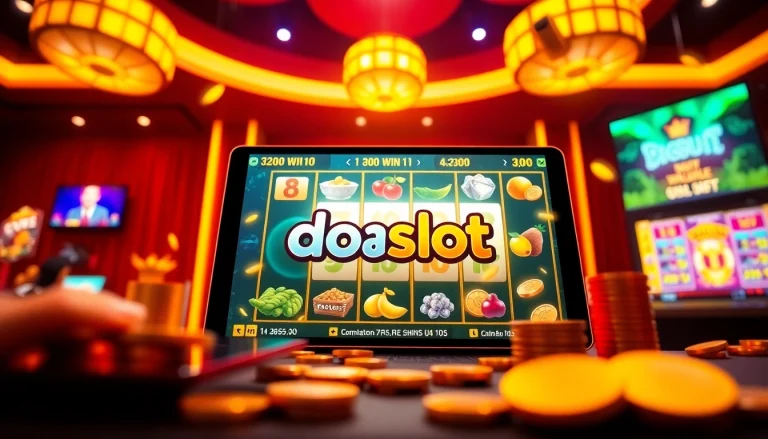 Engaging online interface showcasing doaslot slot in a vibrant casino-themed atmosphere.