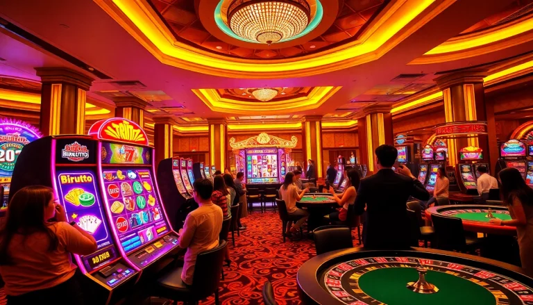 Engage with the thrilling birutoto slot machine experience within a luxurious casino atmosphere.