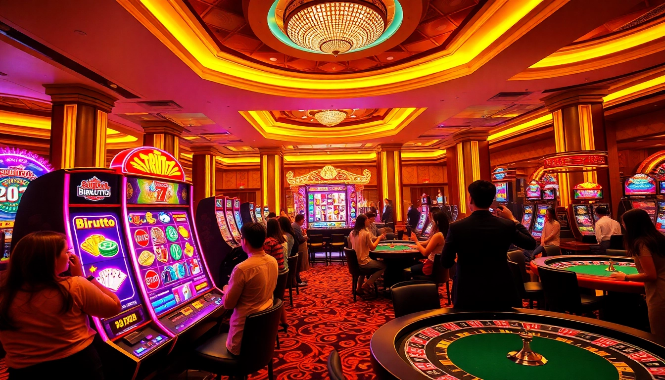 Engage with the thrilling birutoto slot machine experience within a luxurious casino atmosphere.
