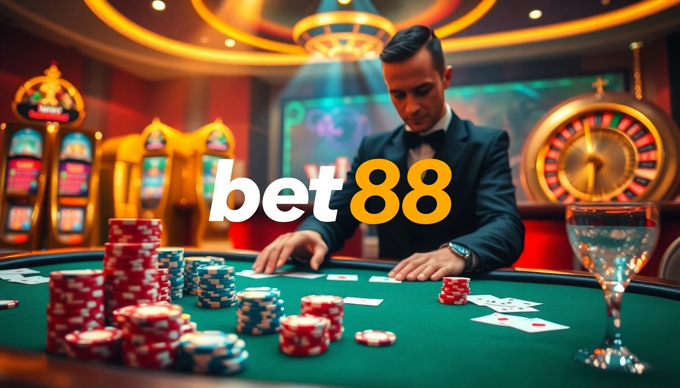 Experience the excitement of betting at bet88 casino with professional dealers and high-stakes action.