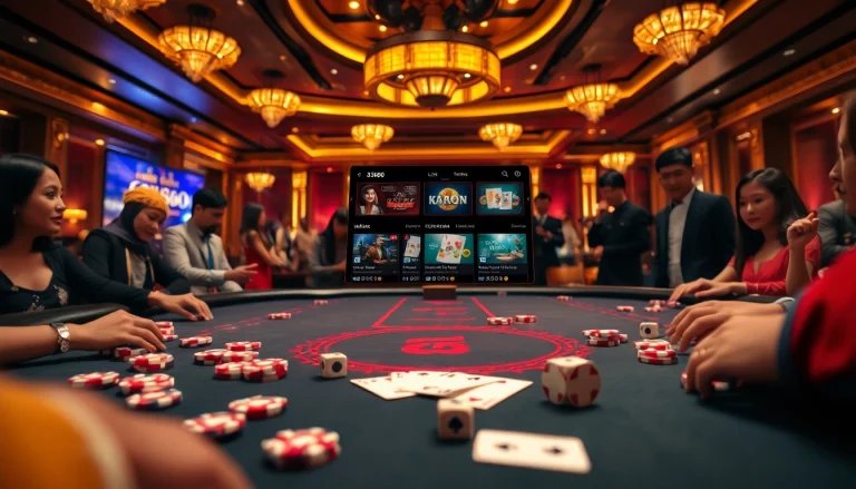 Engaging scene capturing Đá Gà Thomo BJ888 gameplay with vibrant casino elements and live betting.