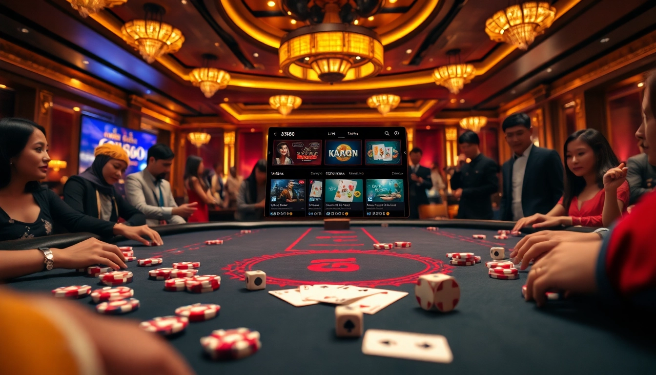 Engaging scene capturing Đá Gà Thomo BJ888 gameplay with vibrant casino elements and live betting.