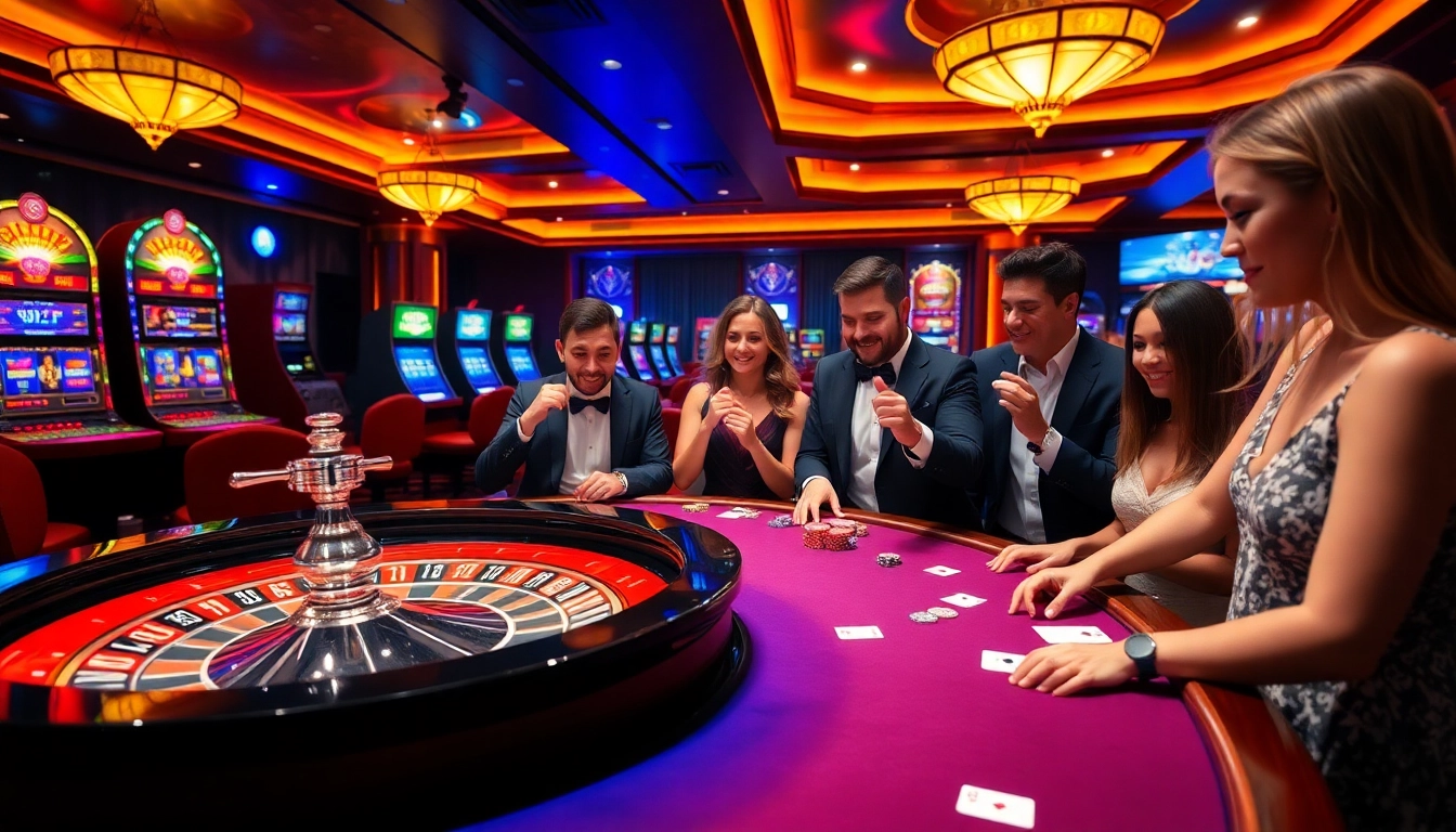 Engaging gamblers at the RR88 casino table surrounded by excitement and luxury.