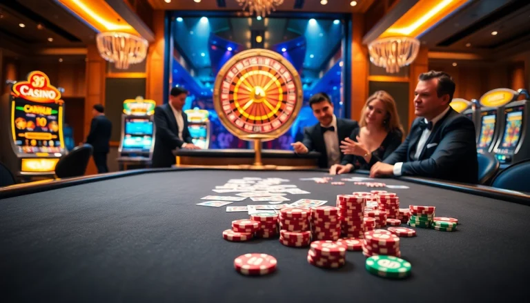 Players enjoying an exciting game at the S8 Casino, showcasing poker action and vibrant casino atmosphere.