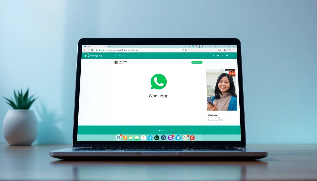 具备快速消息、语音与视频通话功能的 WhatsApp Web 界面，推广快连官网。