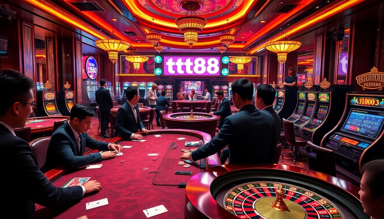 Experience thrilling gameplay at tt88.jp.net with vibrant casino tables and slot machines.