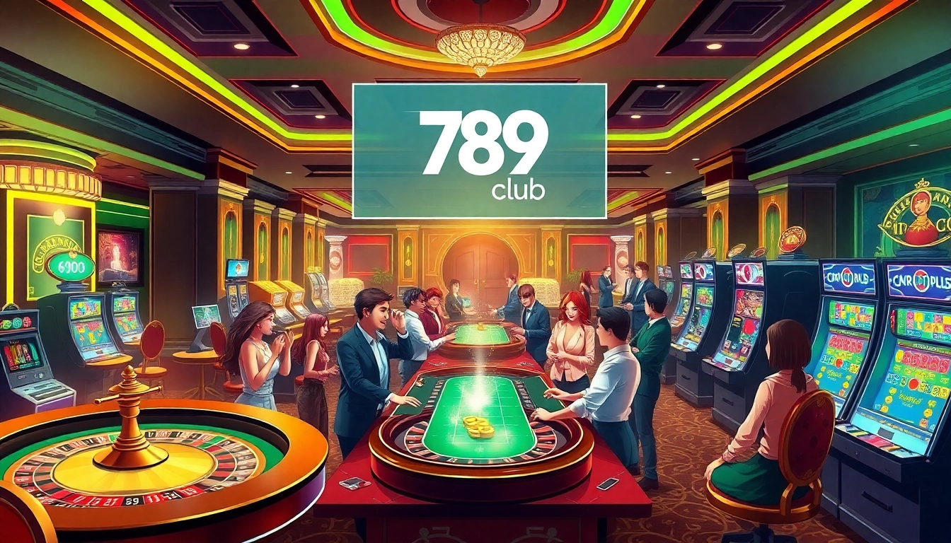 Players enjoying a vibrant casino atmosphere at 789club 789clubz.dev with roulette, cards, and slots.