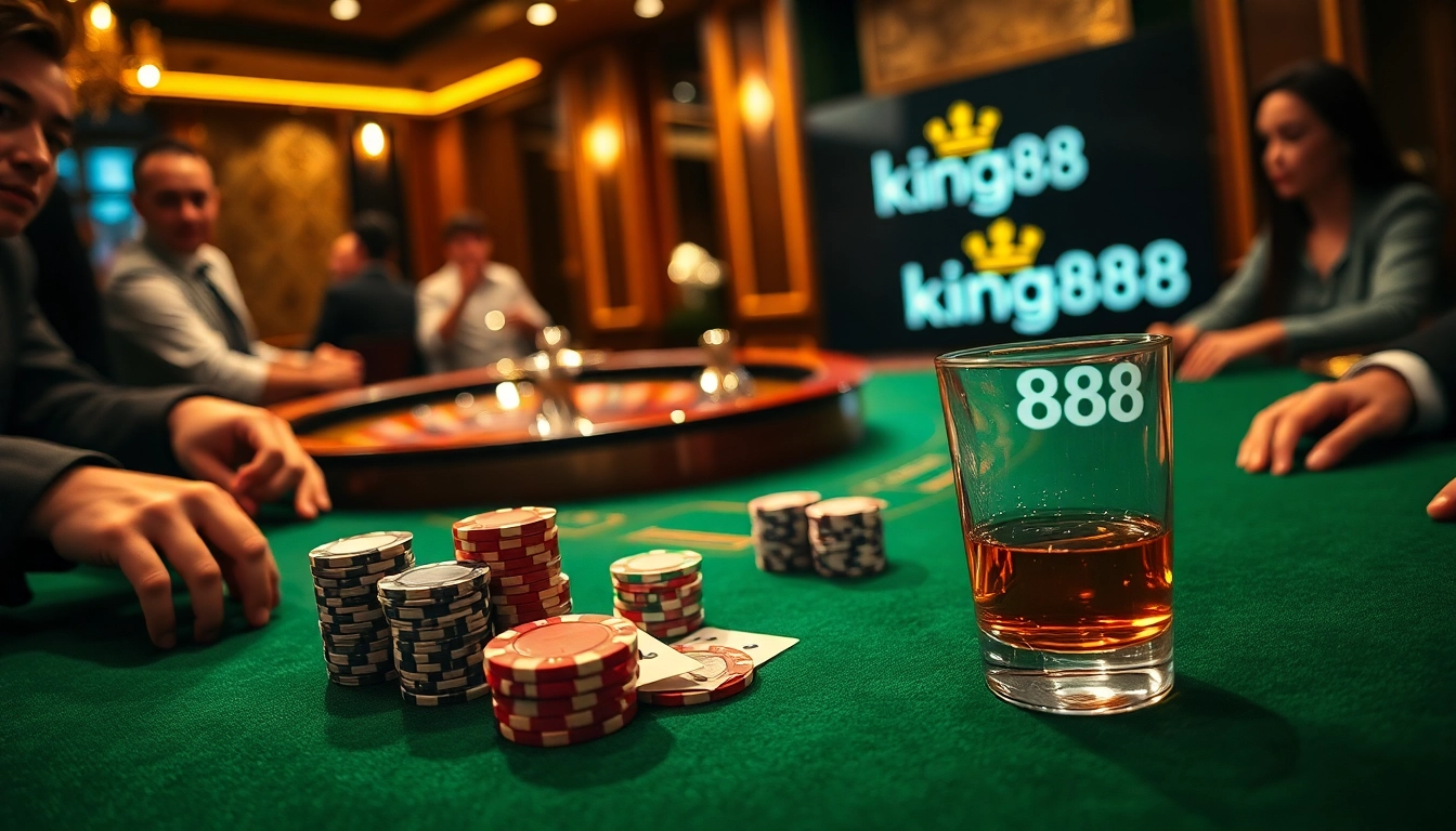 Experience thrilling gameplay at king888 with high-stakes poker chips and elegant casino tables.
