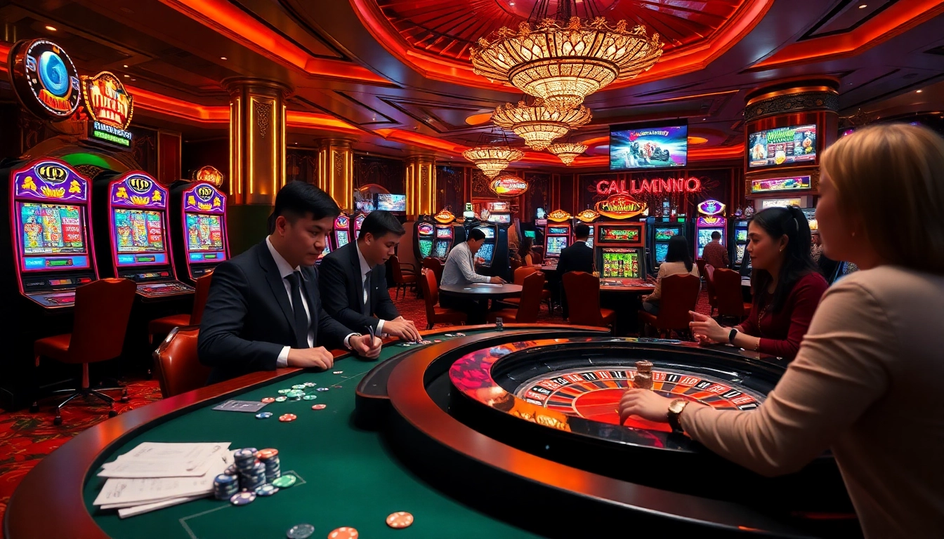 Exciting gambling scene at situs apiraja88 featuring vibrant slot machines and roulette.