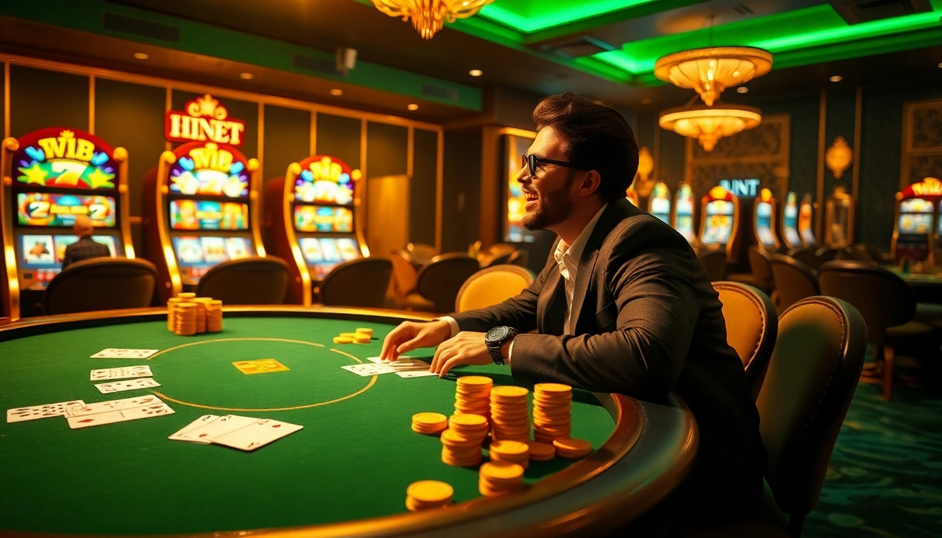 Experience the luxury of Clube VIP HHBET with exclusive poker gameplay and vibrant casino visuals.