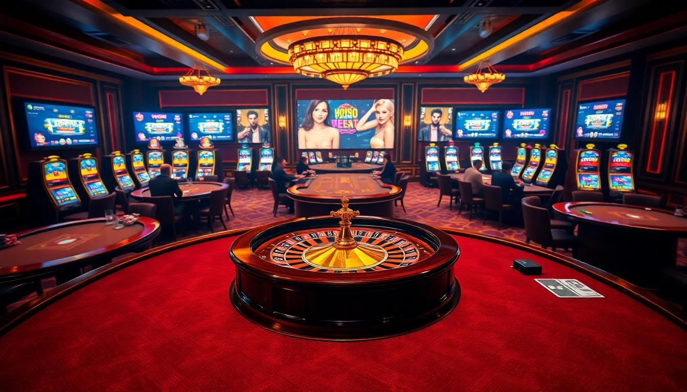 Experience the excitement of the nhà cái zbet gaming atmosphere with roulette and vibrant casino elements.