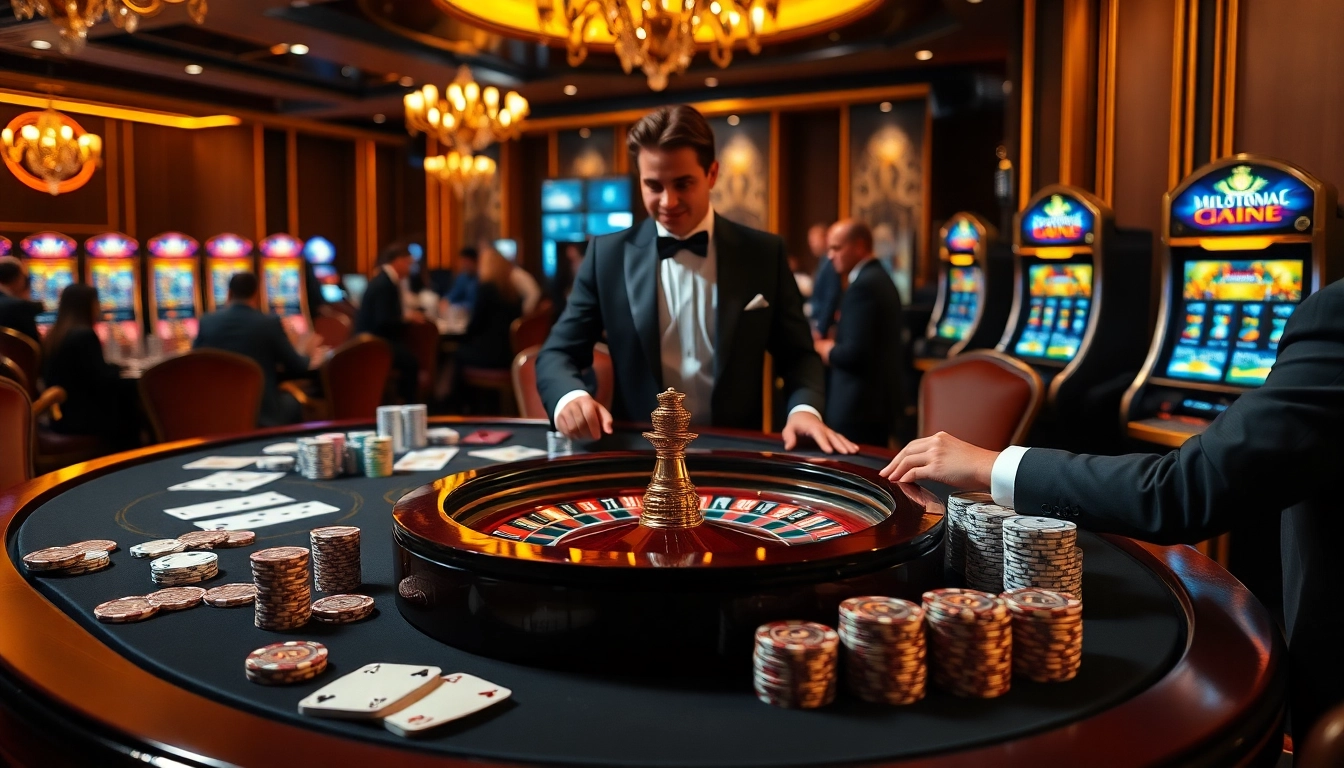 Trải nghiệm cảm giác hồi hộp của cược ở mức cao với cảnh Bet VIP gồm những bàn casino sang trọng và người chơi đầy phấn khích.