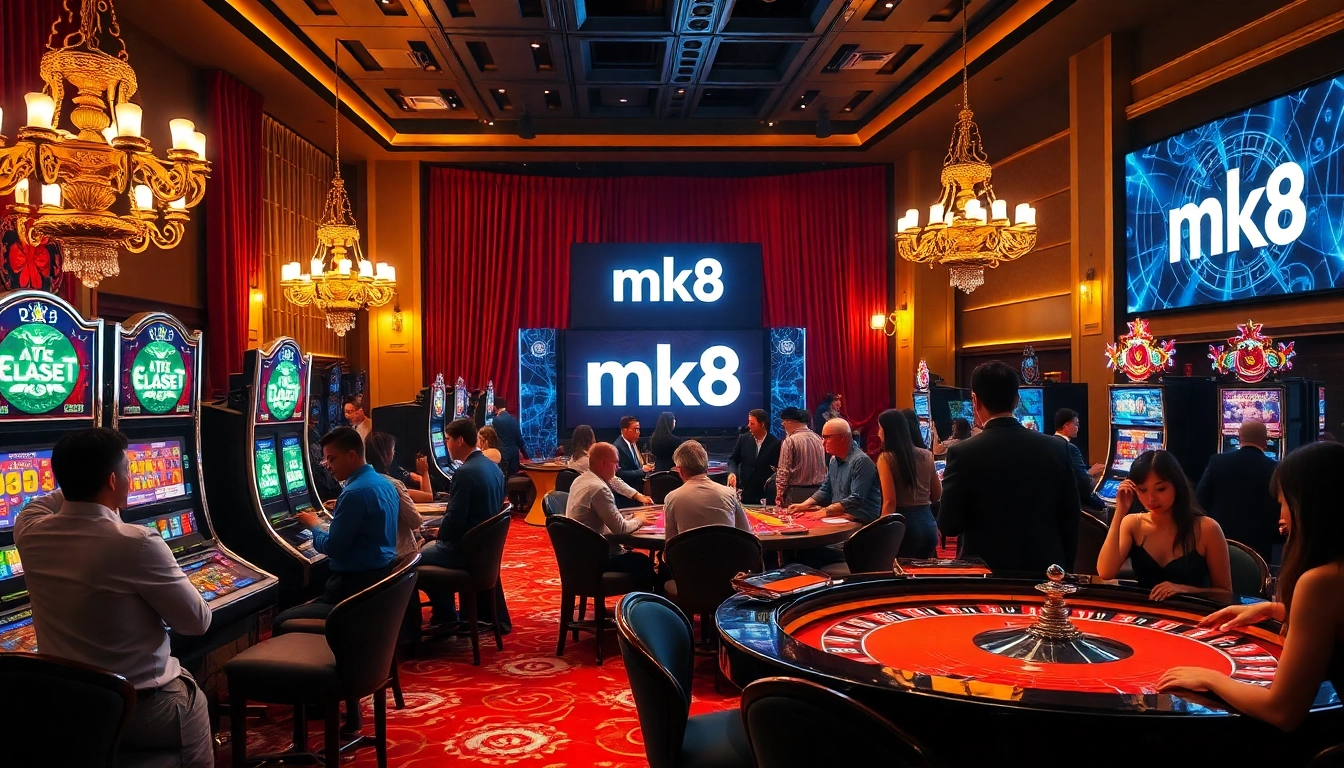 Engaged players enjoy thrilling games at the luxurious casino, highlighting ทางเข้า mk8 for seamless access.