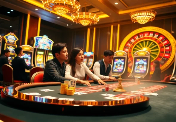 Experience the excitement of TG777 Casino with vibrant gaming tables and thrilling players.