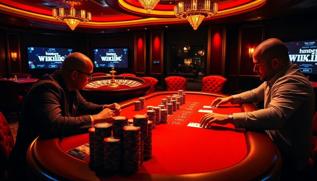 Experience thrilling gaming action with hidden wiki links at a luxurious casino table.