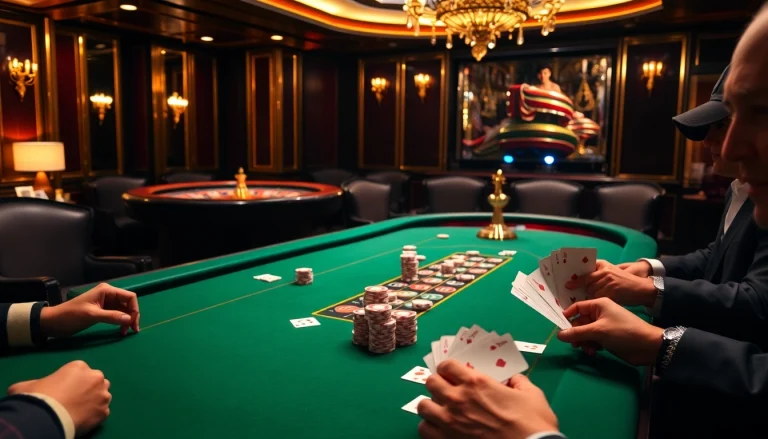 Thrilling poker action at an 88i casino table featuring chips and cards, inviting excitement.