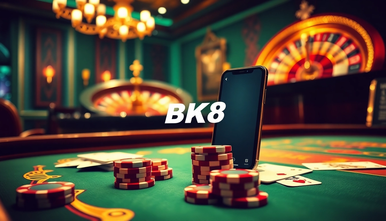 Excited player engaging with BK8THAI casino interface, showcasing luxury gambling elements.