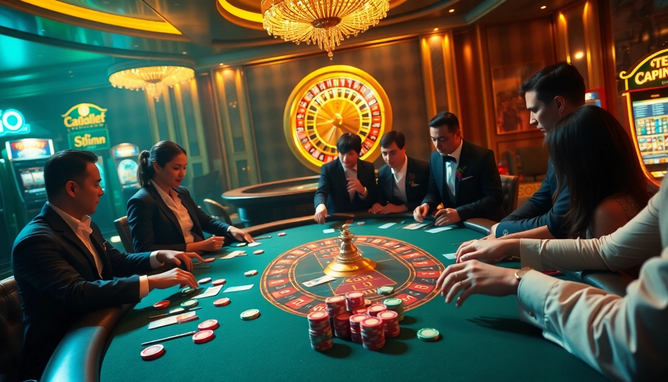 Players at a luxurious casino table enjoying a thrilling go8 poker game experience.
