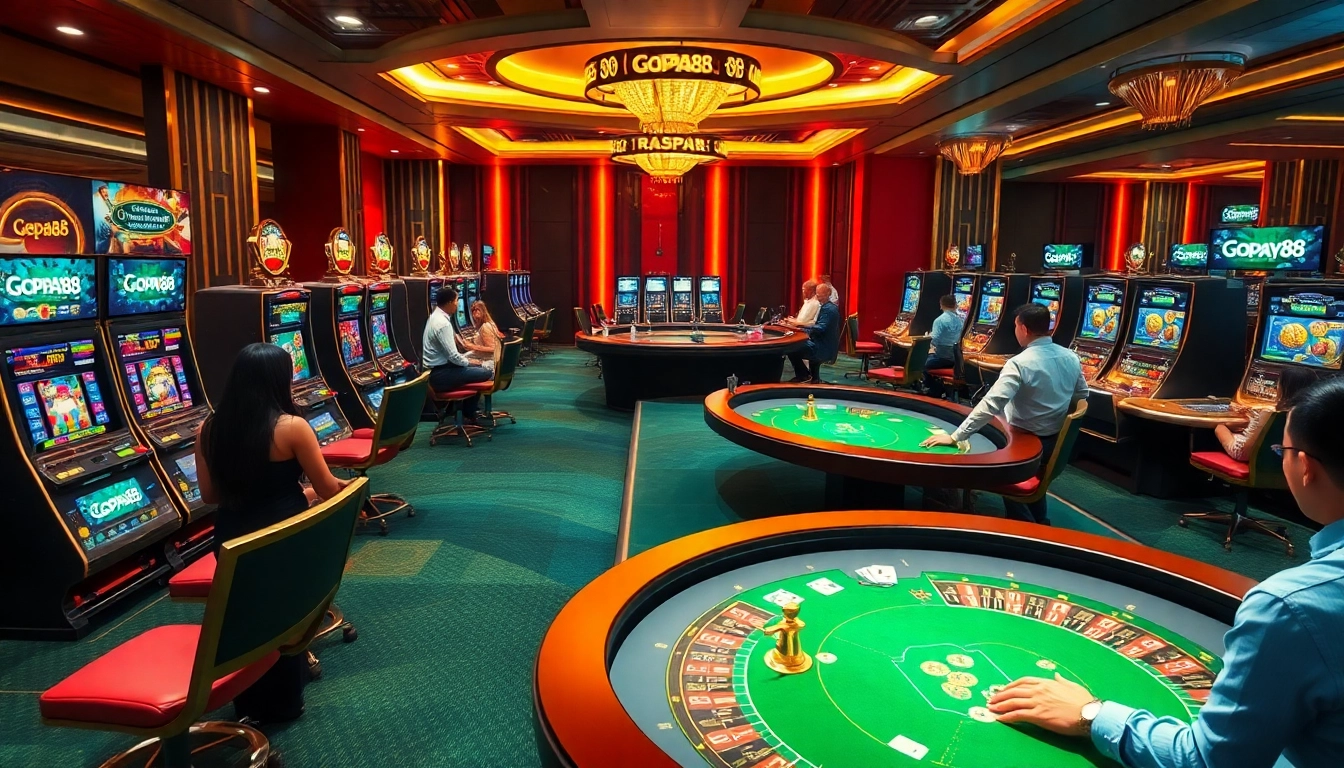 Engaging online gambling atmosphere at Gopay88 showing varied games and players enjoying their experience.