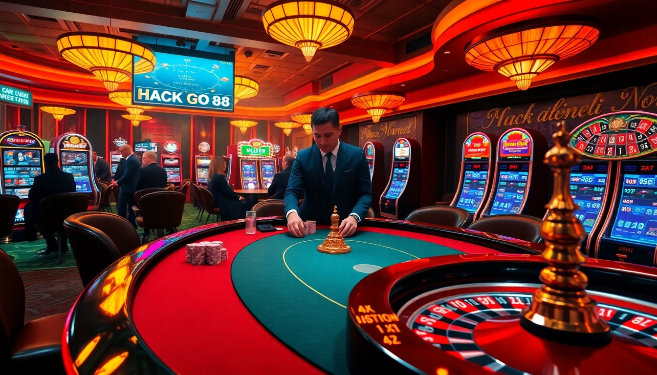 Experience the thrill of winning with hack go 88 at a luxurious casino table, chips stacked high.