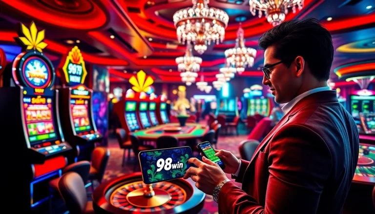 Experience the excitement of 98win at luxury casino tables and slot machines.