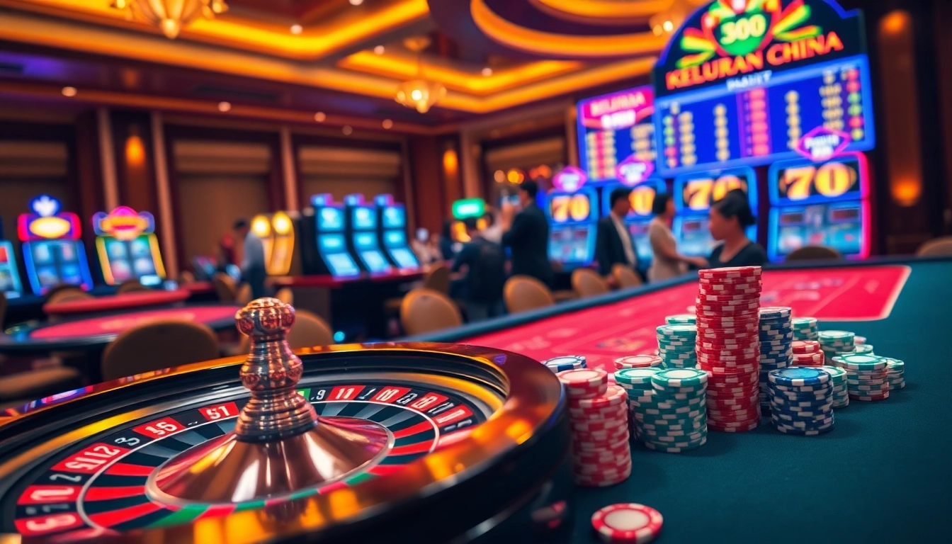 Keluaran china results displayed at a luxury casino, featuring exciting games and vibrant players.